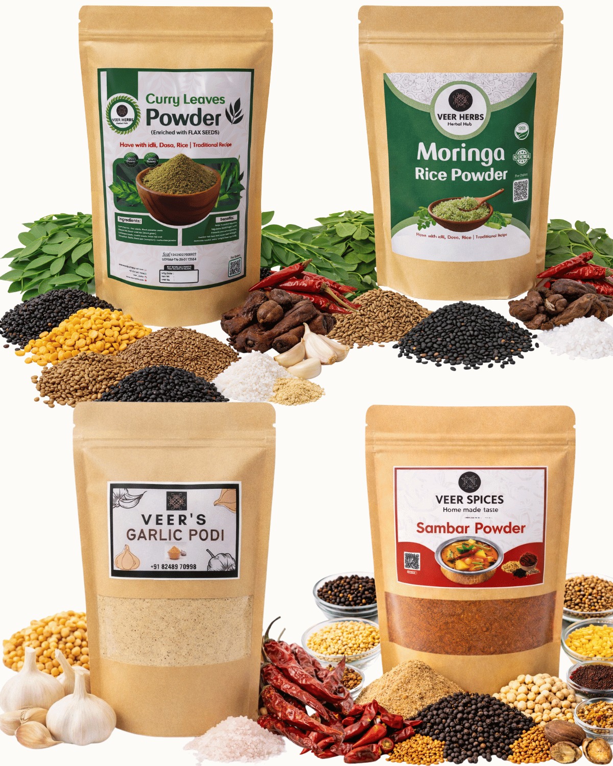Bachelor Combo – Healthy & Flavorful Podi Pack (4 x 100g)